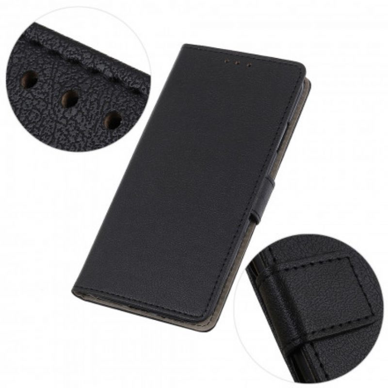 Custodia in pelle Oppo A54 5G / A74 5G Semplice Effetto Pelle Lucida