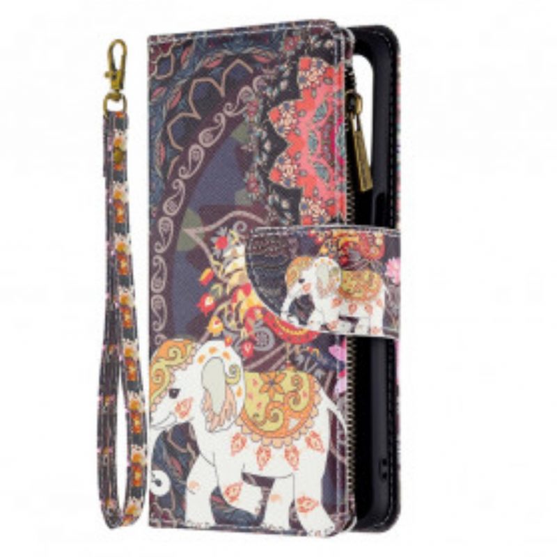 Custodia in pelle Oppo A54 5G / A74 5G Tasca Con Zip A Forma Di Elefante