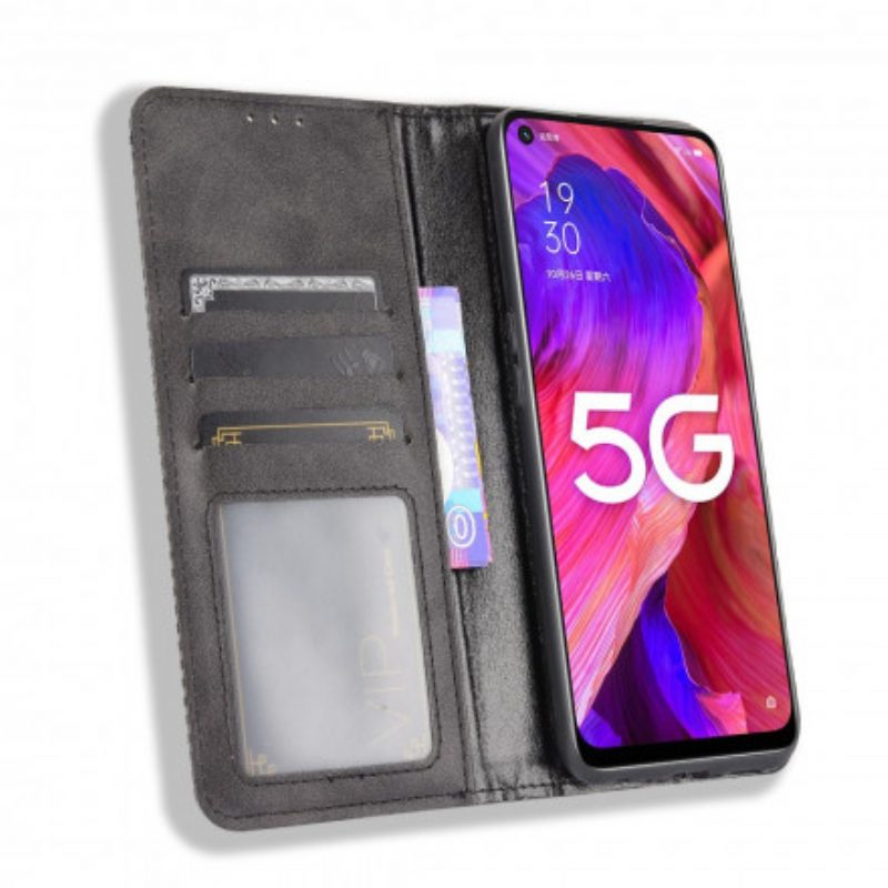 Folio Cover Oppo A54 5G / A74 5G Custodia in pelle Effetto Pelle Vintage Stilizzato