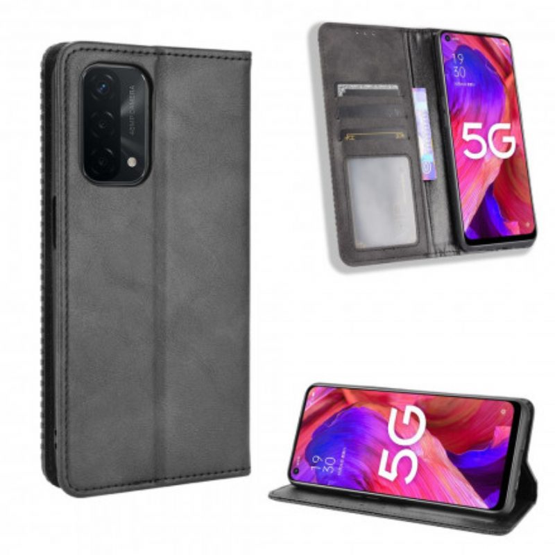 Folio Cover Oppo A54 5G / A74 5G Custodia in pelle Effetto Pelle Vintage Stilizzato