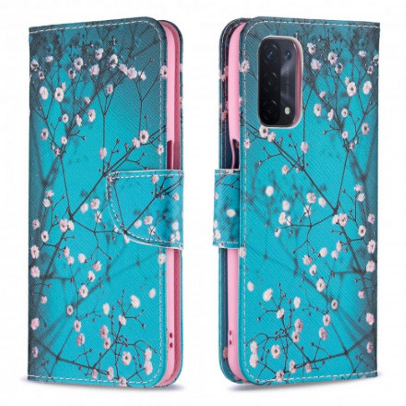 Folio Cover Oppo A54 5G / A74 5G Custodia in pelle Rami Fioriti