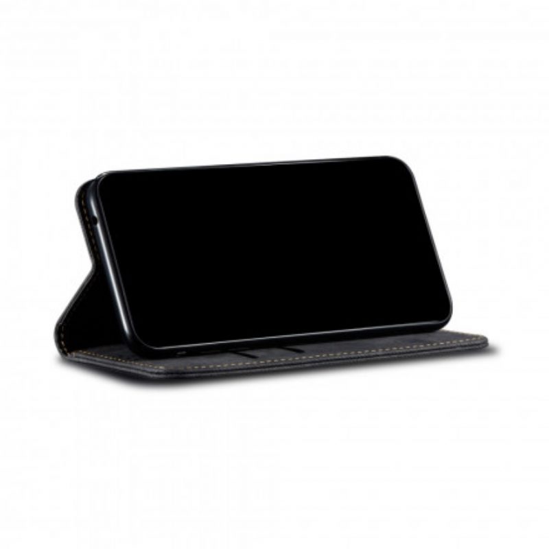 Folio Cover Oppo A54 5G / A74 5G Custodia in pelle Tessuto Denim