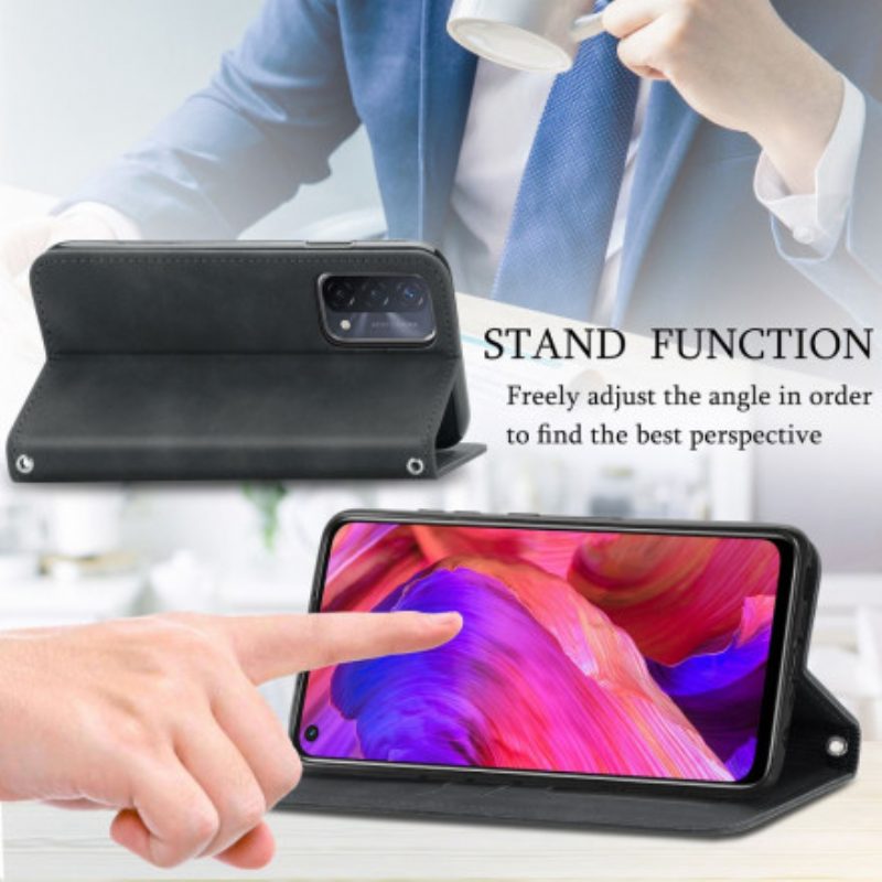 Folio Cover Oppo A54 5G / A74 5G Custodia in pelle Tocco Di Pelle