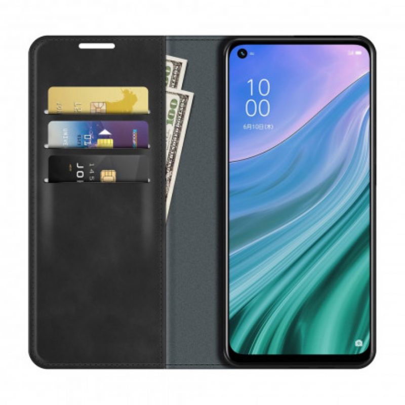 Folio Cover Oppo A54 5G / A74 5G Custodia in pelle Tocco Di Pelle
