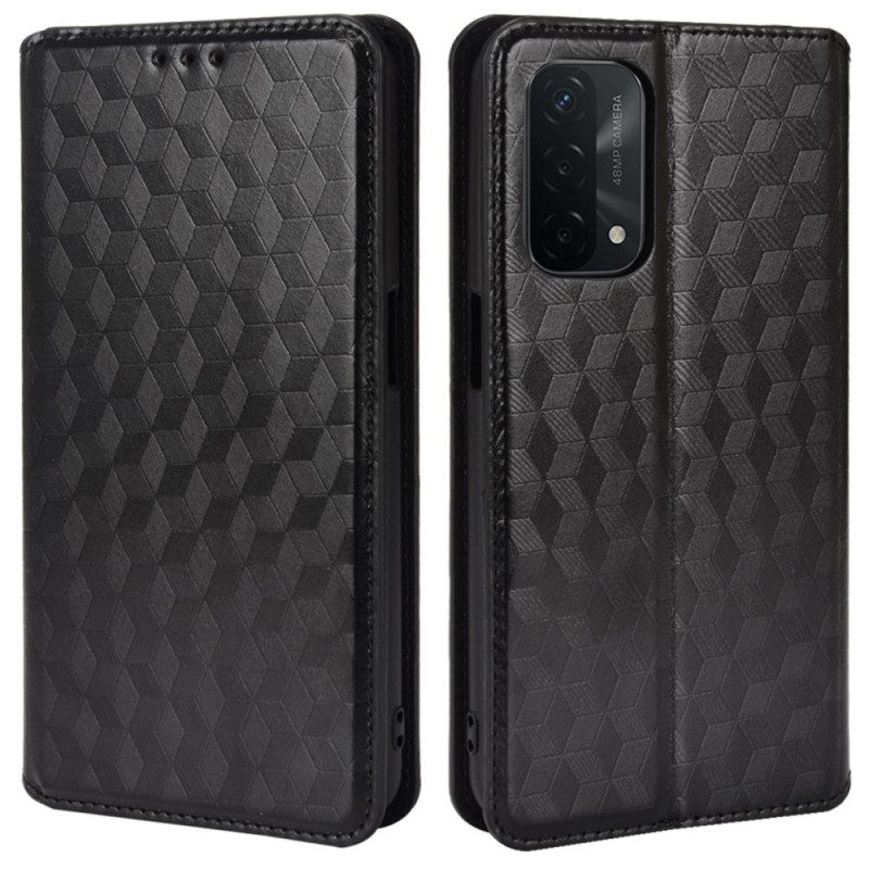 Folio Cover Oppo A54 5G / A74 5G Custodia in pelle Trama 3d