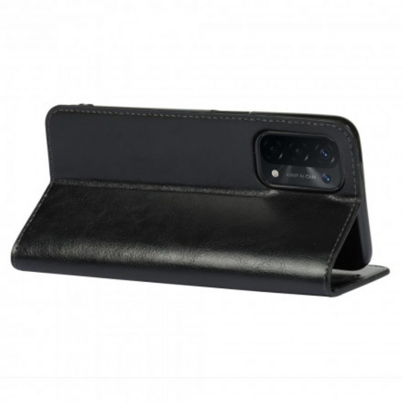 Folio Cover Oppo A54 5G / A74 5G Custodia in pelle Pelle Vera