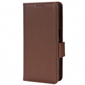 Folio Cover Oppo A54 5G / A74 5G Doppia Chiusura In Pelle Litchi