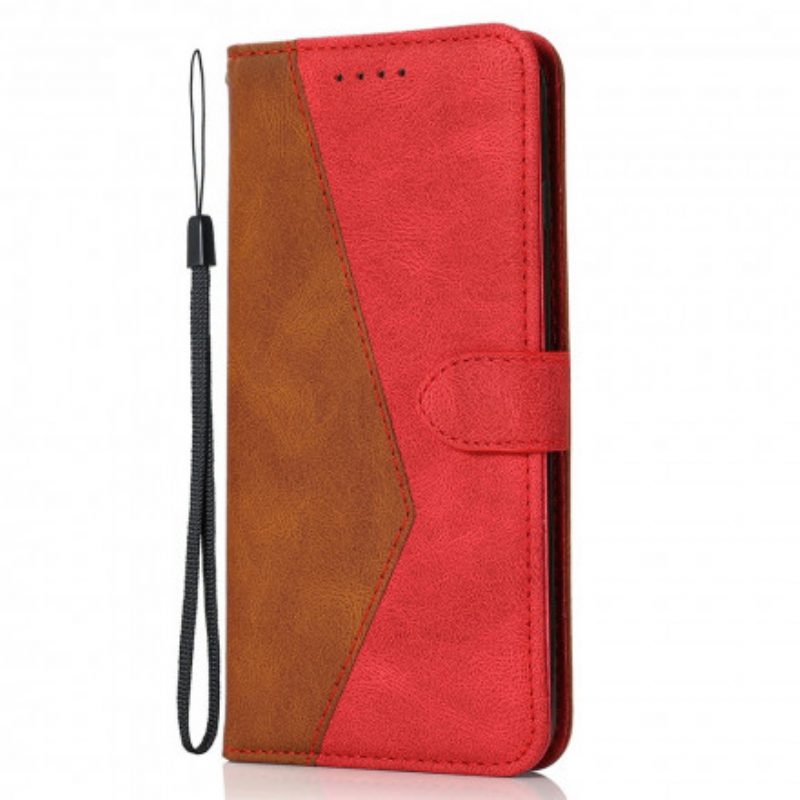 Folio Cover Oppo A54 5G / A74 5G Ecopelle Triangolare Bicolore