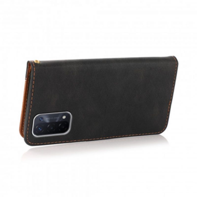 Folio Cover Oppo A54 5G / A74 5G Ecopelle Triangolare Bicolore