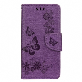 Custodia in pelle Huawei Y5p Solo Farfalle Con Cordino