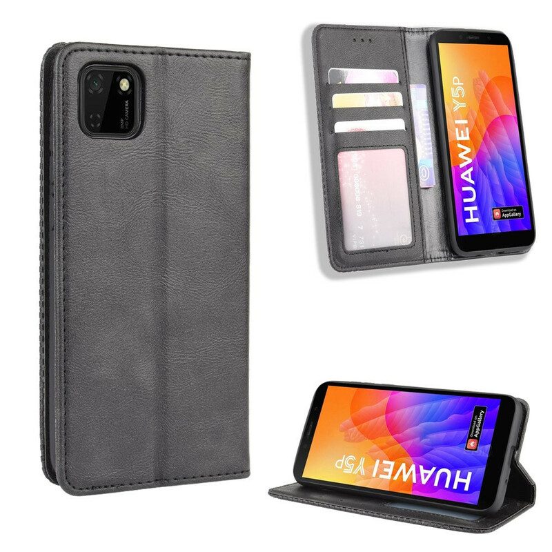 Folio Cover Huawei Y5p Custodia in pelle Effetto Pelle Vintage Stilizzato
