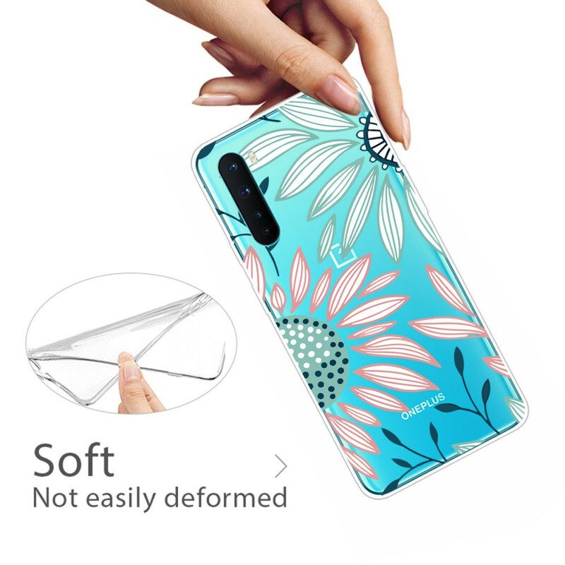 Cover OnePlus Nord Un Fiore Trasparente