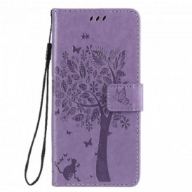 Custodia in pelle OnePlus Nord Albero E Gatto Strappy