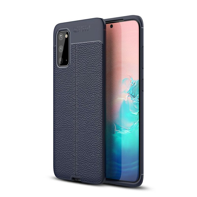 Cover Samsung Galaxy S20 Doppia Linea Litchi Effetto Pelle
