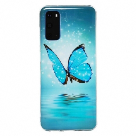 Cover Samsung Galaxy S20 Farfalla Blu Fluorescente
