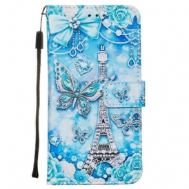 Custodia in pelle Samsung Galaxy S20 Cinturino A Farfalla Della Torre Eiffel