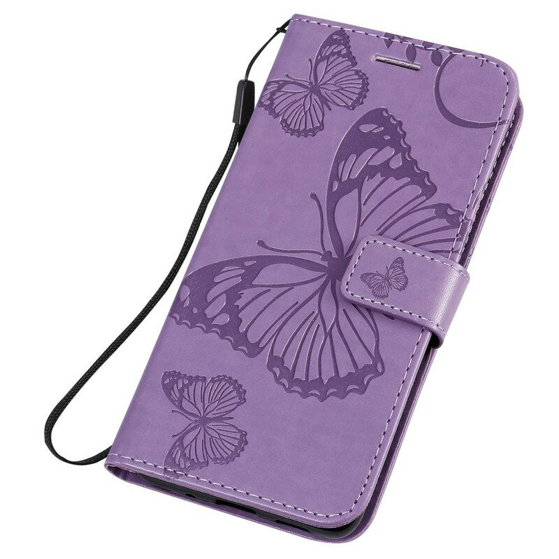 Custodia in pelle Samsung Galaxy S20 Farfalle Con Cinturino Gigante
