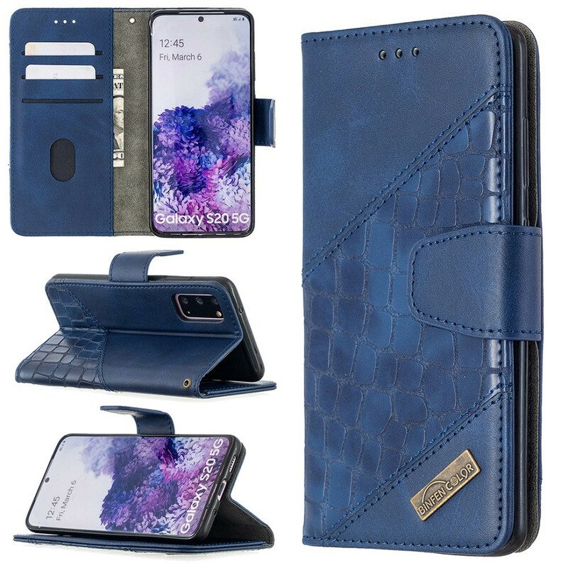 Folio Cover Samsung Galaxy S20 Classico Effetto Pelle Di Coccodrillo