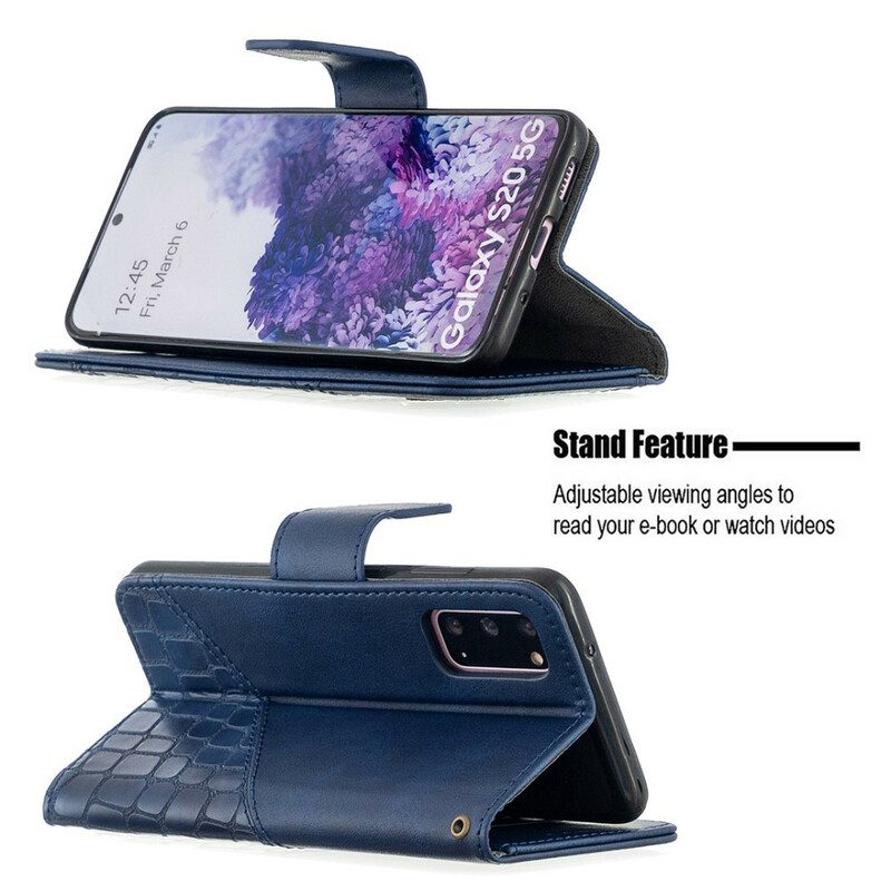 Folio Cover Samsung Galaxy S20 Classico Effetto Pelle Di Coccodrillo