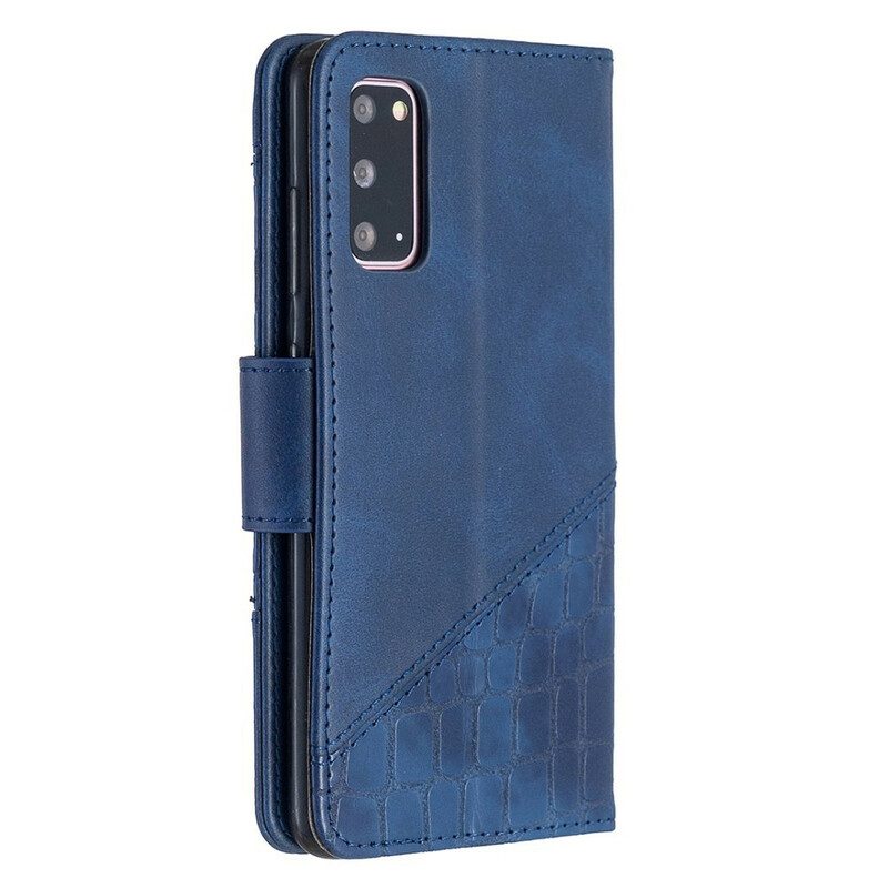 Folio Cover Samsung Galaxy S20 Classico Effetto Pelle Di Coccodrillo