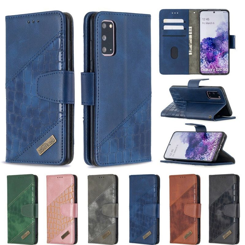 Folio Cover Samsung Galaxy S20 Classico Effetto Pelle Di Coccodrillo
