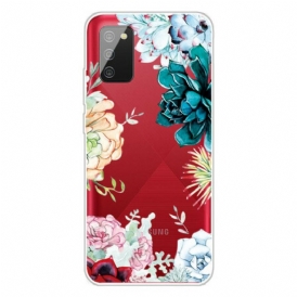 Cover Samsung Galaxy A02s Fiori Dell'acquerello Senza Soluzione Di Continuità
