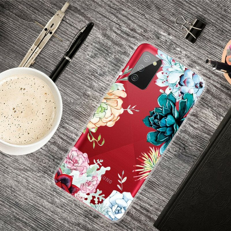 Cover Samsung Galaxy A02s Fiori Dell'acquerello Senza Soluzione Di Continuità