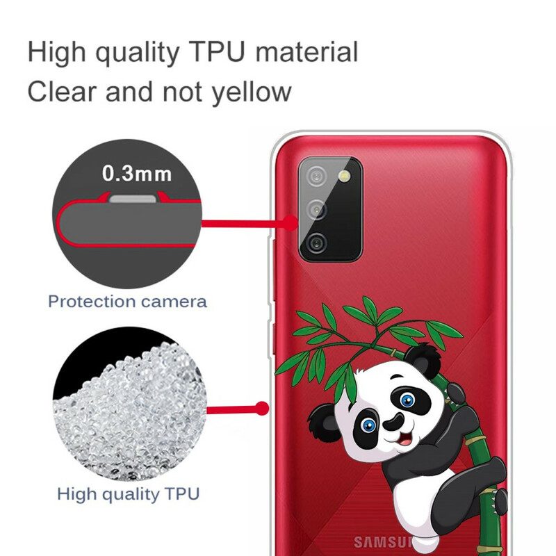 Cover Samsung Galaxy A02s Panda Senza Soluzione Di Continuità Su Bambù