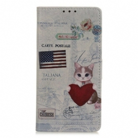 Custodia A Portafoglio Samsung Galaxy A02s Gatto Viaggiatore