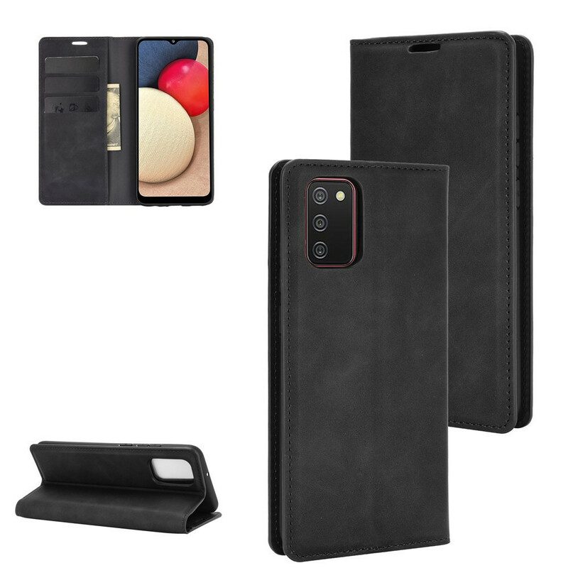 Folio Cover Samsung Galaxy A02s Custodia in pelle Effetto Pelle Morbida