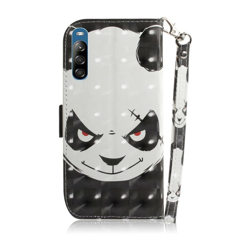 Custodia in pelle Sony Xperia L4 Panda Arrabbiato Con Cordino