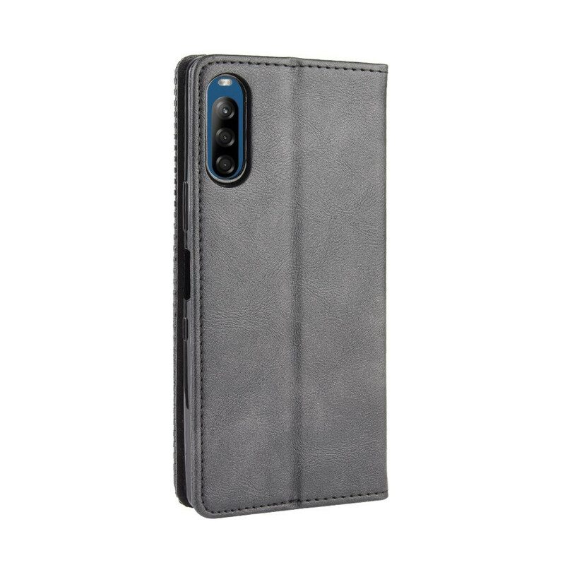 Folio Cover Sony Xperia L4 Custodia in pelle Effetto Pelle Vintage Stilizzato