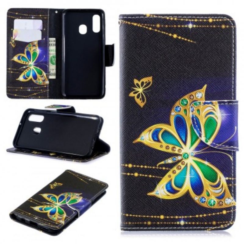 Custodia A Portafoglio Samsung Galaxy A40 Farfalla Magica
