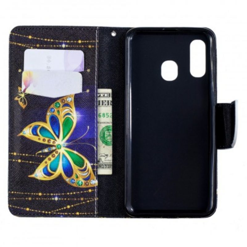 Custodia A Portafoglio Samsung Galaxy A40 Farfalla Magica