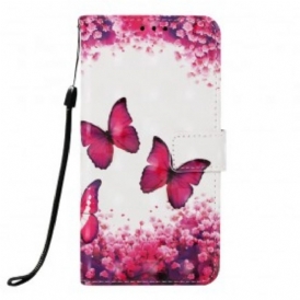 Custodia A Portafoglio Samsung Galaxy A40 Farfalle Rosse