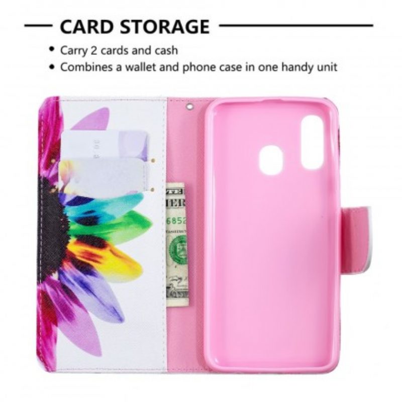 Custodia A Portafoglio Samsung Galaxy A40 Fiore Dell'acquerello