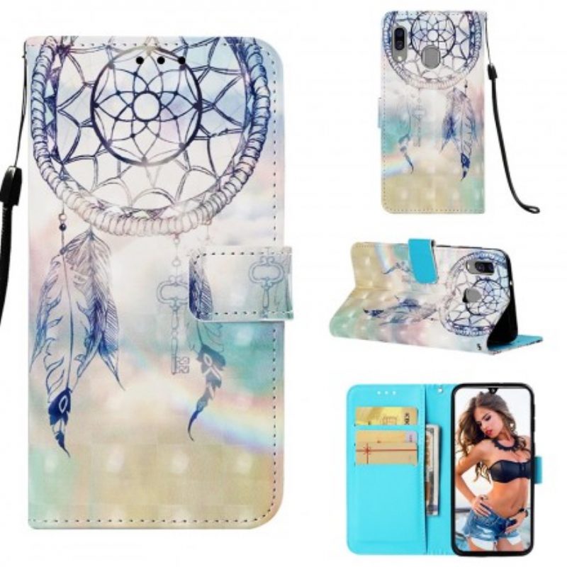 Custodia in pelle Samsung Galaxy A40 Acchiappasogni Pastello