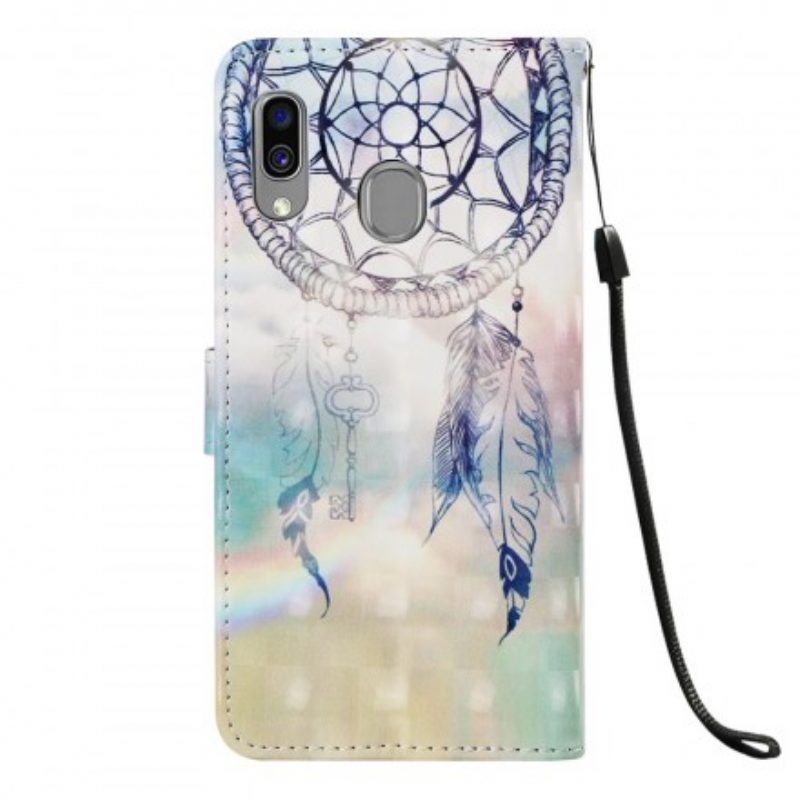 Custodia in pelle Samsung Galaxy A40 Acchiappasogni Pastello