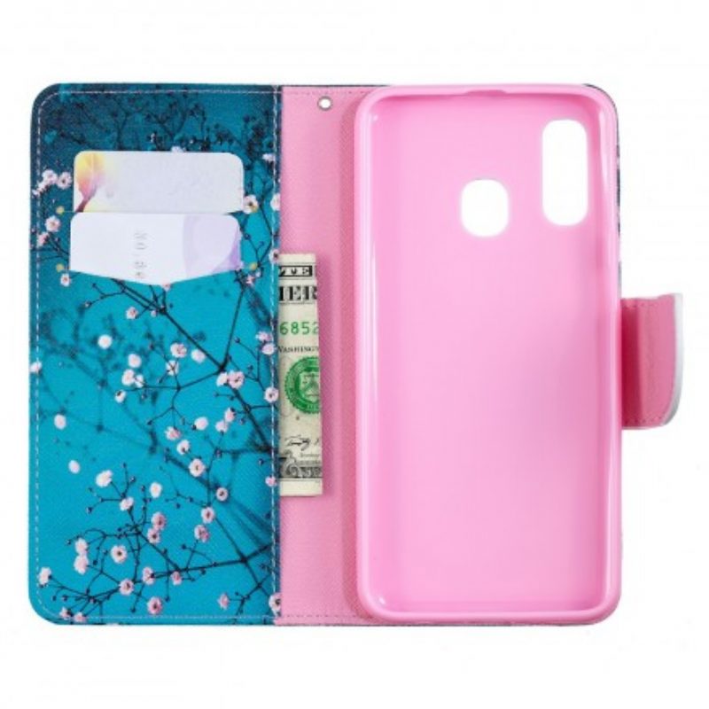 Custodia in pelle Samsung Galaxy A40 Albero In Fiore
