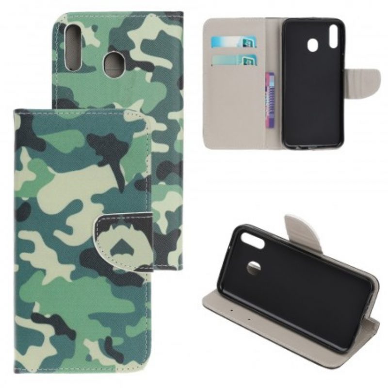Custodia in pelle Samsung Galaxy A40 Camuffamento Militare