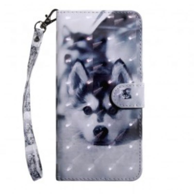 Custodia in pelle Samsung Galaxy A40 Cane In Bianco E Nero