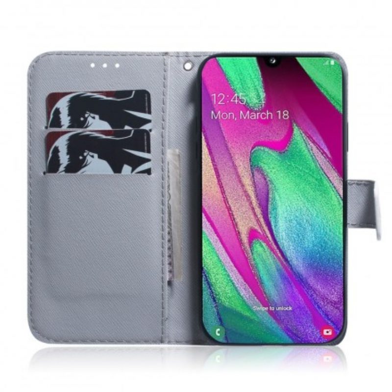 Custodia in pelle Samsung Galaxy A40 Dipinto Di Gufi