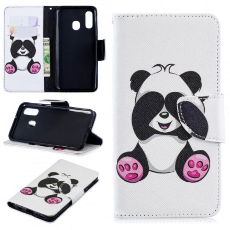 Custodia in pelle Samsung Galaxy A40 Divertimento Panda