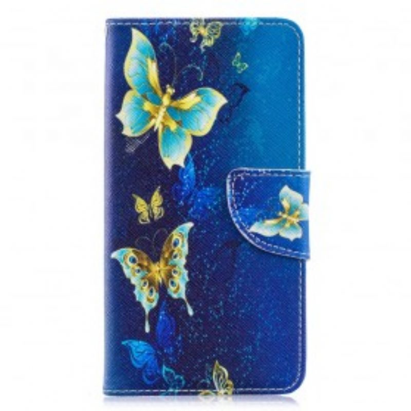 Custodia in pelle Samsung Galaxy A40 Farfalle Dorate