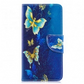 Custodia in pelle Samsung Galaxy A40 Farfalle Dorate