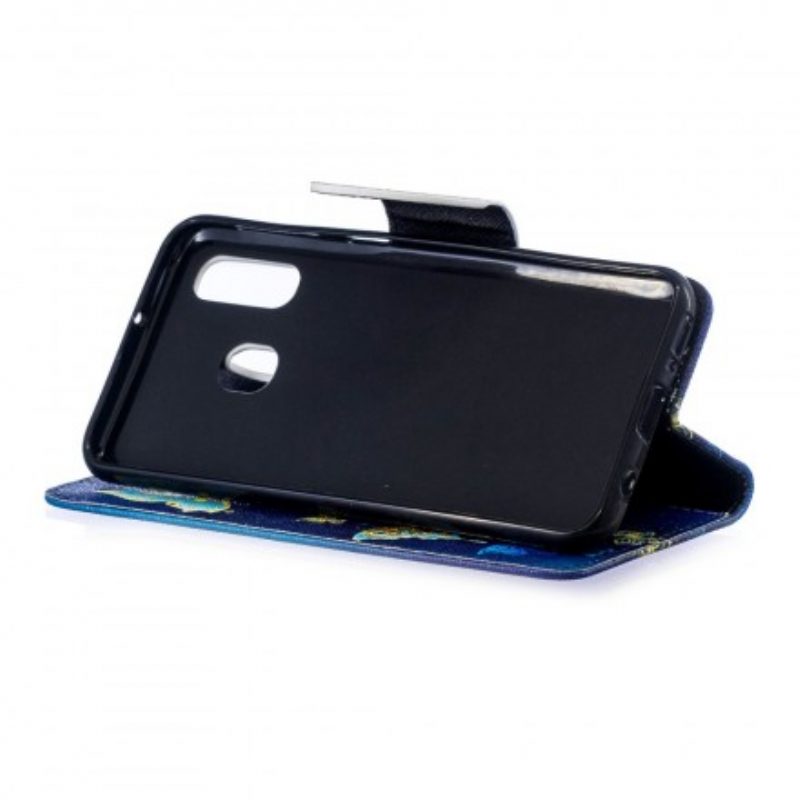 Custodia in pelle Samsung Galaxy A40 Farfalle Dorate