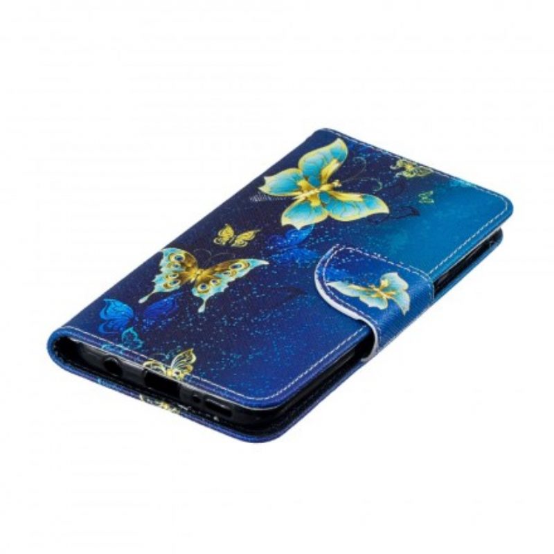 Custodia in pelle Samsung Galaxy A40 Farfalle Dorate