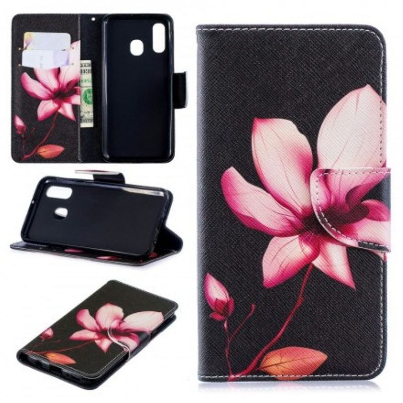 Custodia in pelle Samsung Galaxy A40 Fiore Rosa