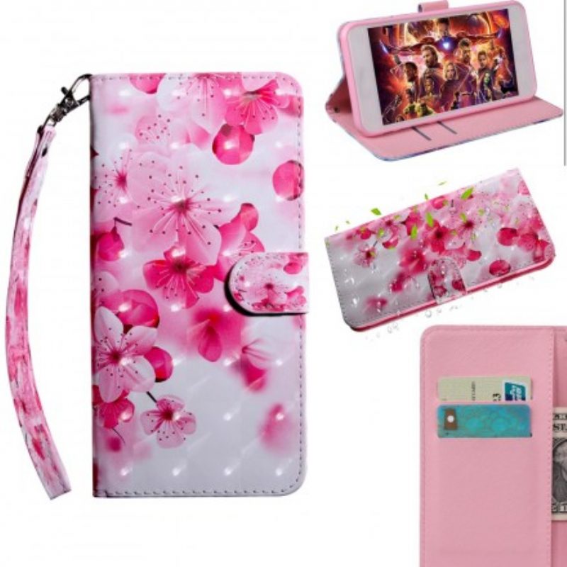 Custodia in pelle Samsung Galaxy A40 Fiori Rosa