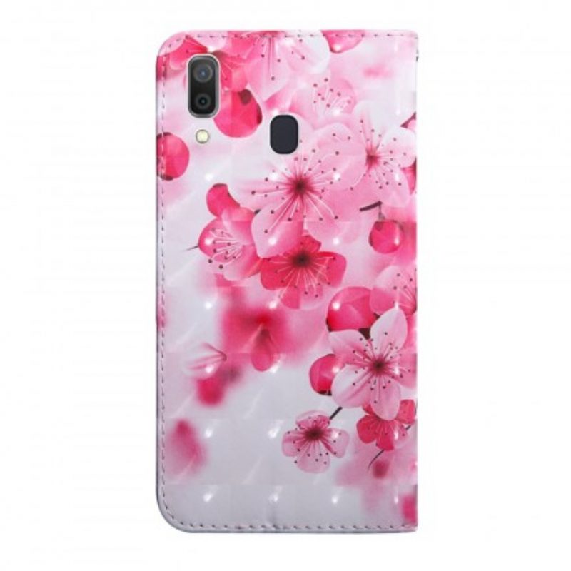 Custodia in pelle Samsung Galaxy A40 Fiori Rosa